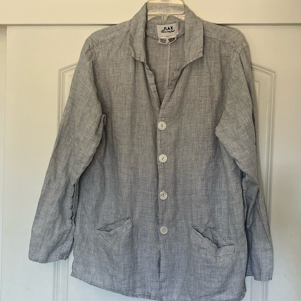 Coastal Grandma Vintage FLAX by Jeanne Englehart Oversized Linen Jacket sz small